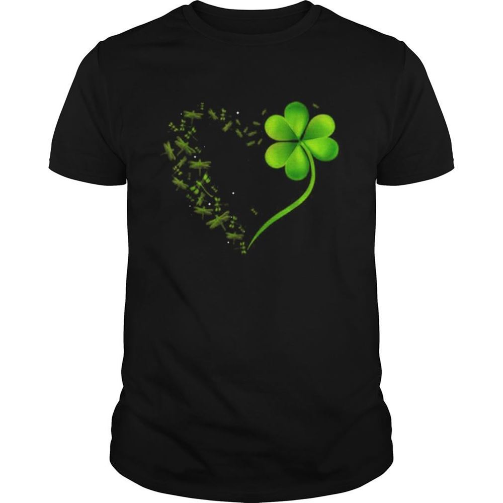 Happy Dragonfly Heart Irish Shamrock Heart Clover St Patrick Day Shirt 