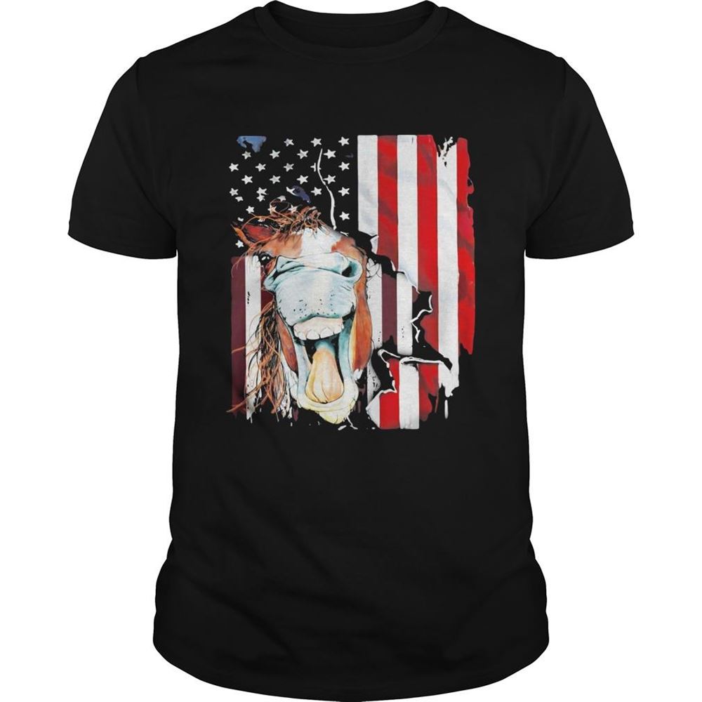 Attractive Horse American Flag Veteran Independence Day Shirt 