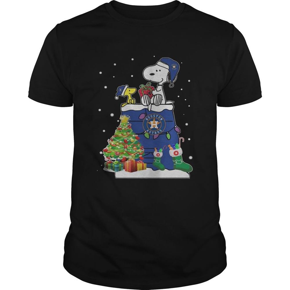 Happy Houston Astros Snoopy And Woodstock Christmas Shirt 