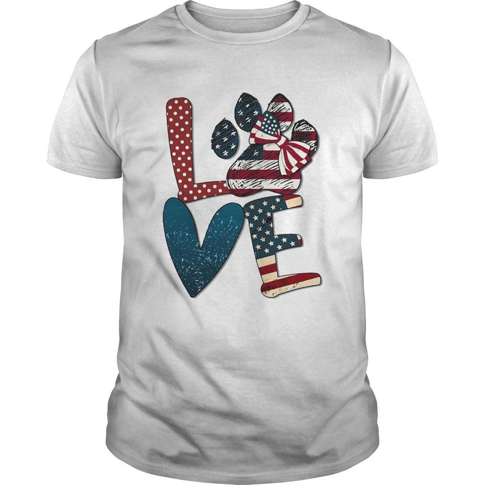 Attractive Independence Day Love Dog Paw Shirt 