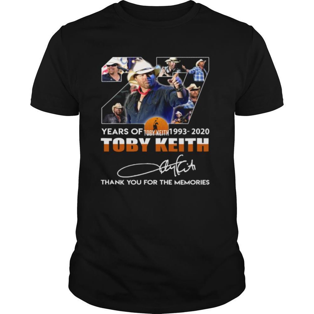 Interesting 27 Years Of Toby Keith 1993 2020 Thank You For The Memories Signature Shirt 