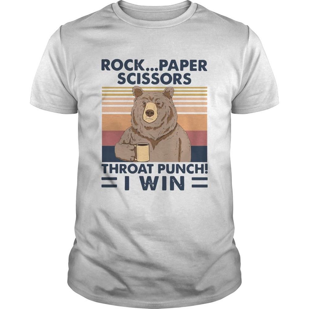 Best Bear Rock Paper Scissors Throat Punch I Win Vintage Retro Shirt 