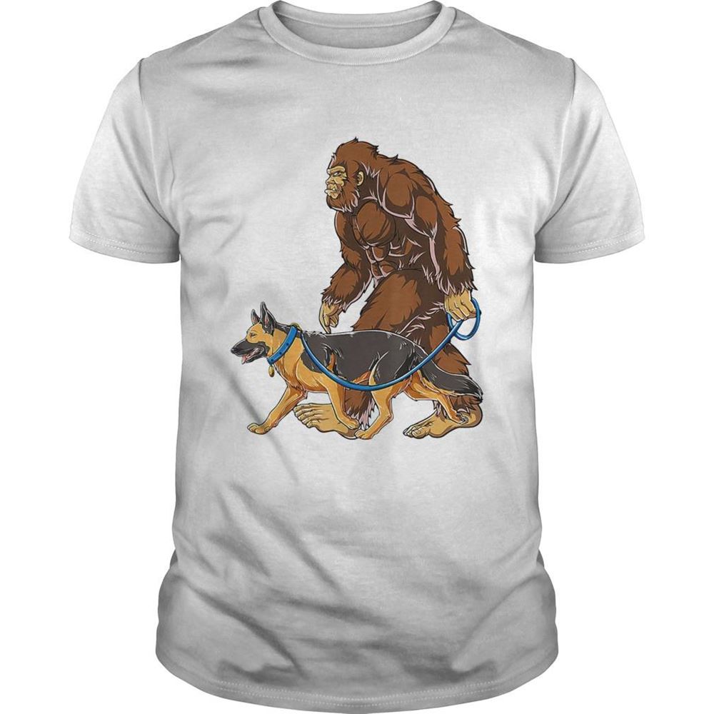 Happy Bigfoot Walking German Shepherd Shirt 
