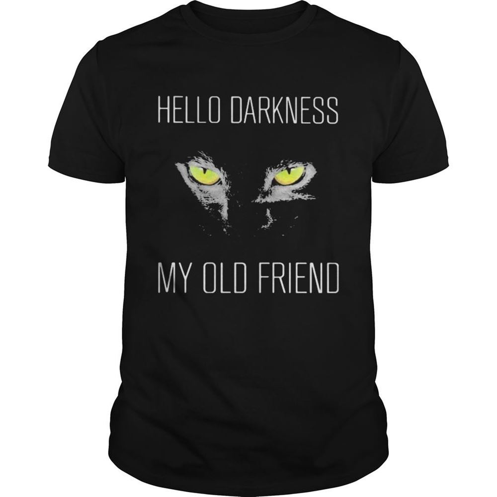 High Quality Black Cat Hello Darkness My Old Friend Night Shirt 