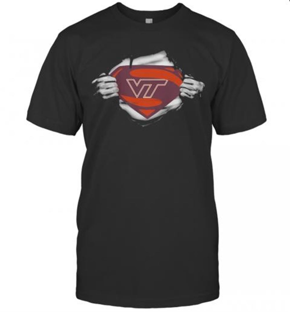 Great Blood Insides Superman Virginia Tech Hokies Football T-shirt 