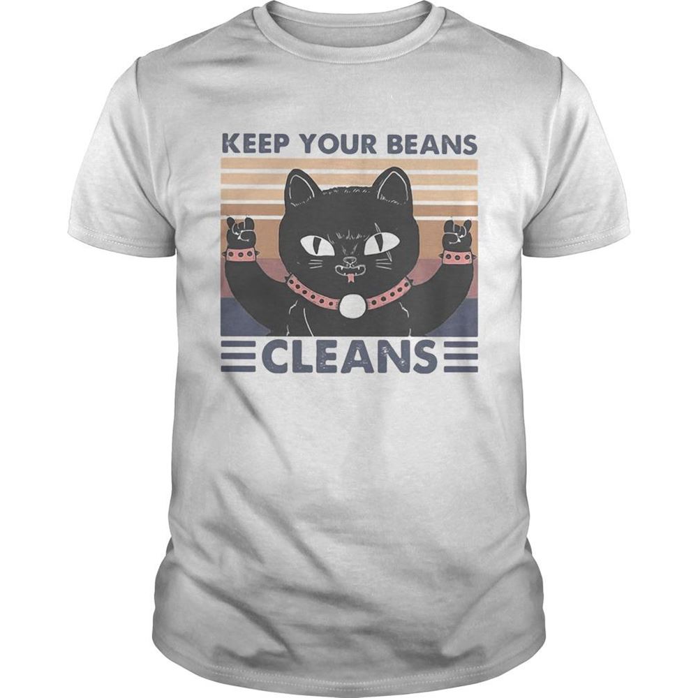 Amazing Cat Keep Your Beans Cleans Vintage Retro Shirt 