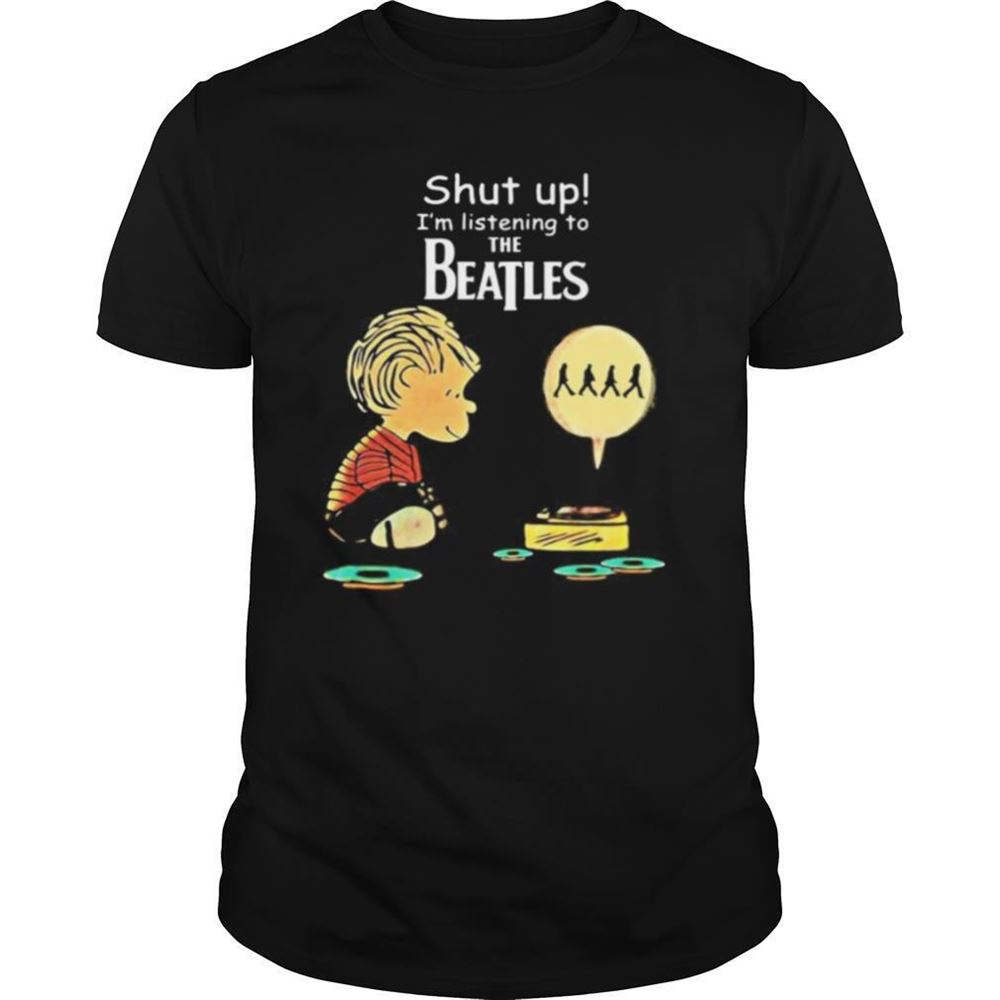 Promotions Charlie Brown Shut Up Im Listening To The Beatles Shirt 