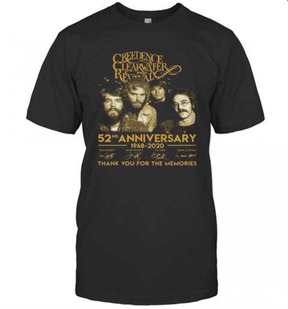 Awesome Creedence Clearwater Rewal 52nd Anniversary 1968 2020 Thank You For The Memories Signatures T-shirt 