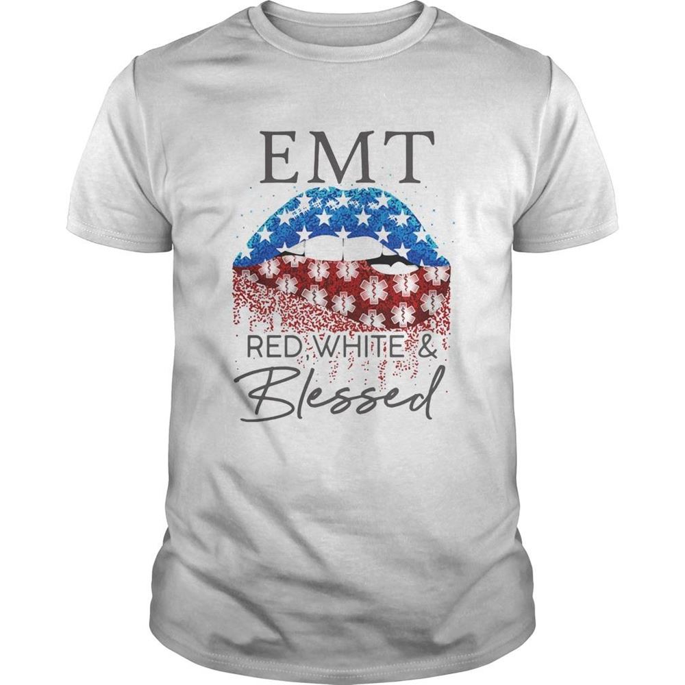 High Quality Diamond Lips Emt Red White And Blessed Shirt 