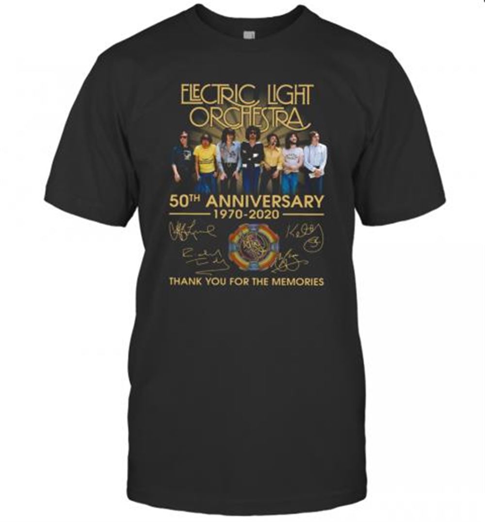 Promotions Electric Light Orchestra 50th Anniversary 1970 2020 Signatures Thank You For The Memories T-shirt 