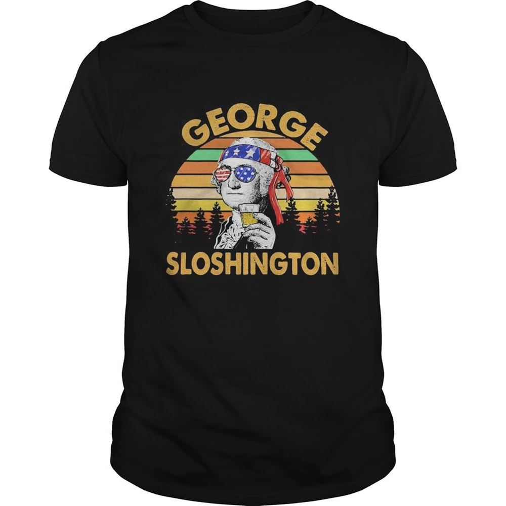 Awesome George Drinking Wine Sloshington American Flag Vintage Retro Shirt 