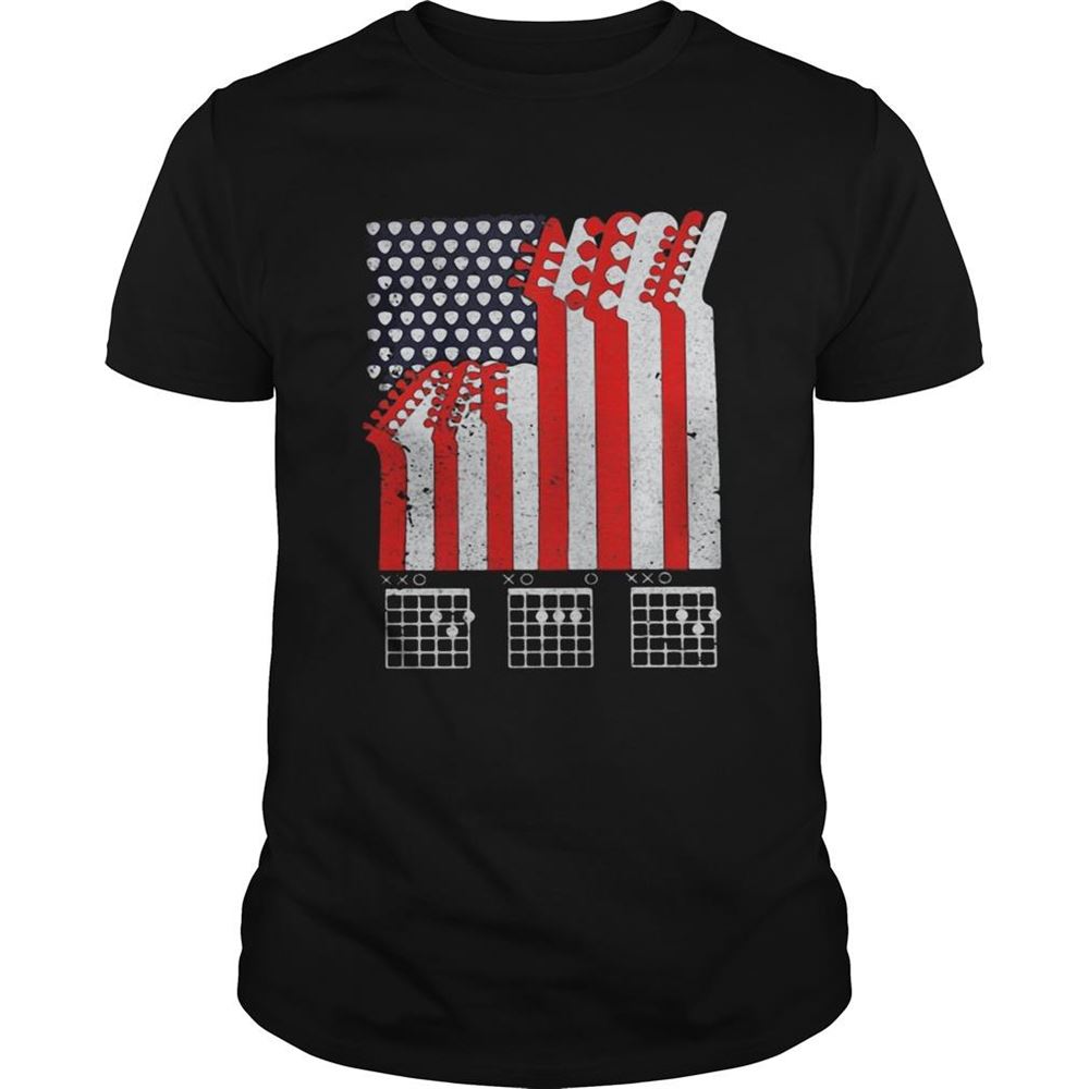 Gifts Guitar Dad American Flag Independence Day Shirt 