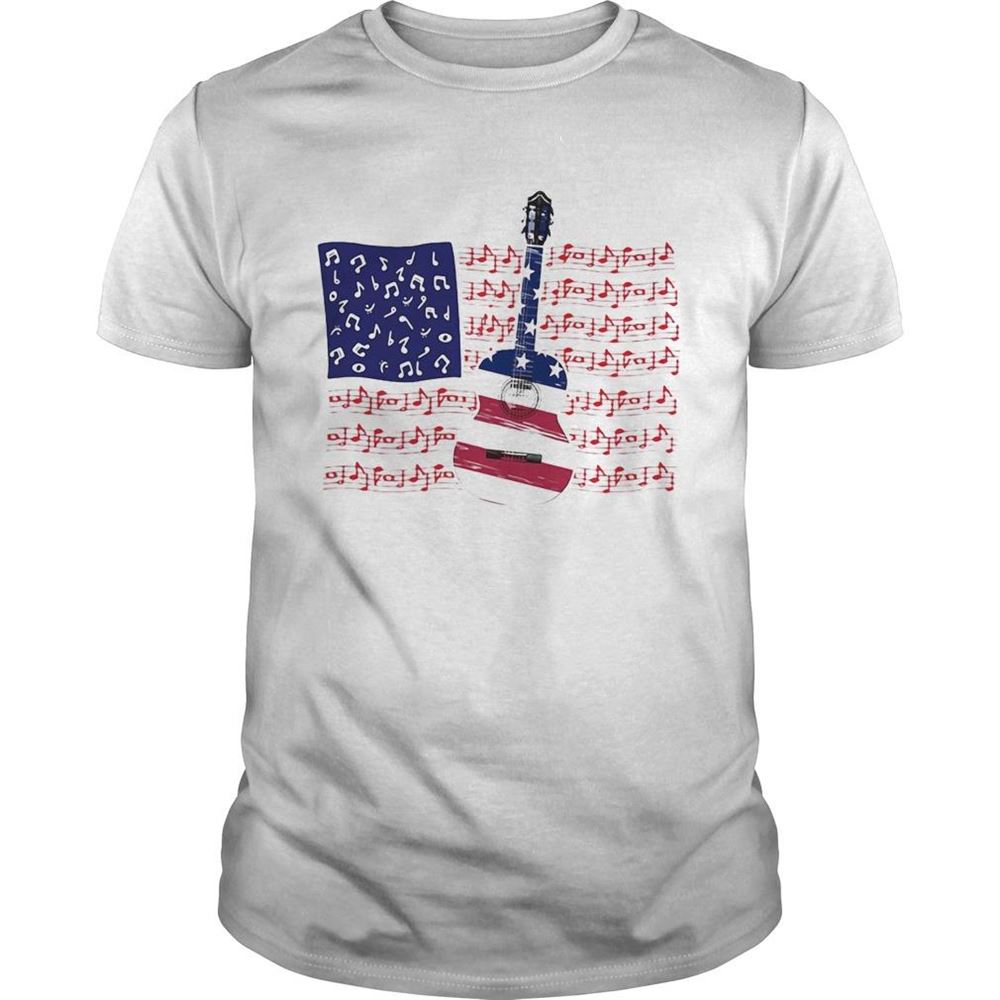 Amazing Guitar Music Note American Flag Independence Day Shirt 