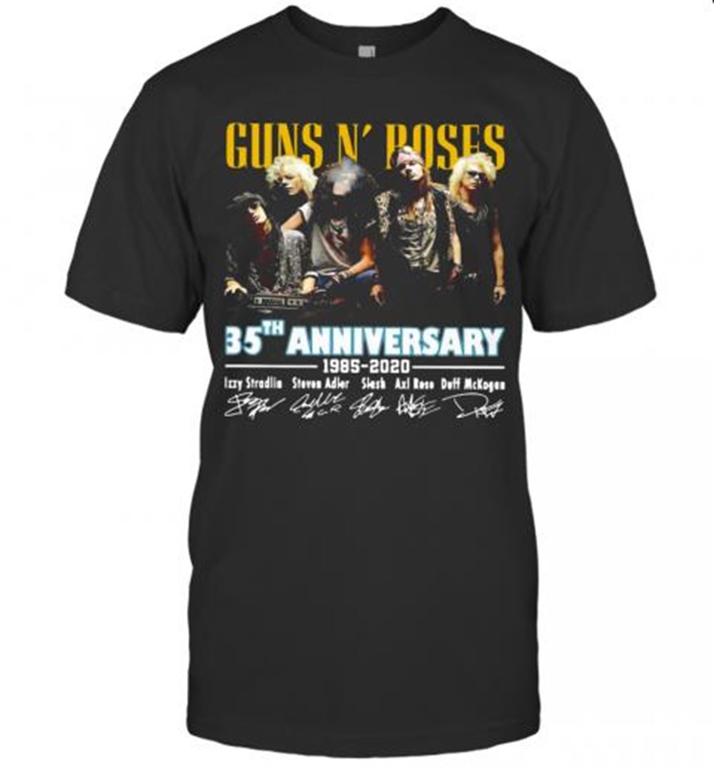 Special Guns N' Roses 35th Anniversary 1985 2020 Signatures T-shirt 