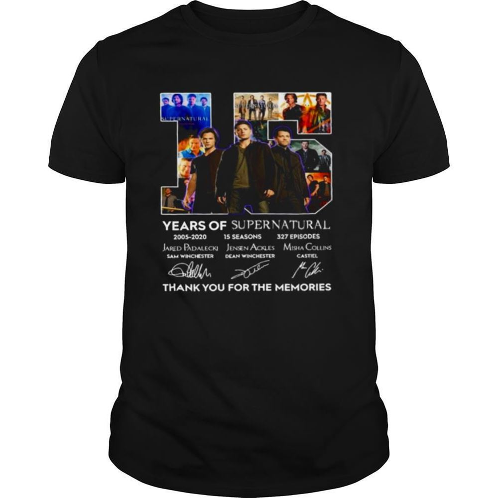 Awesome 15 Years Supernatural 15 Seasons 327 Episodes Signatures Shirt 