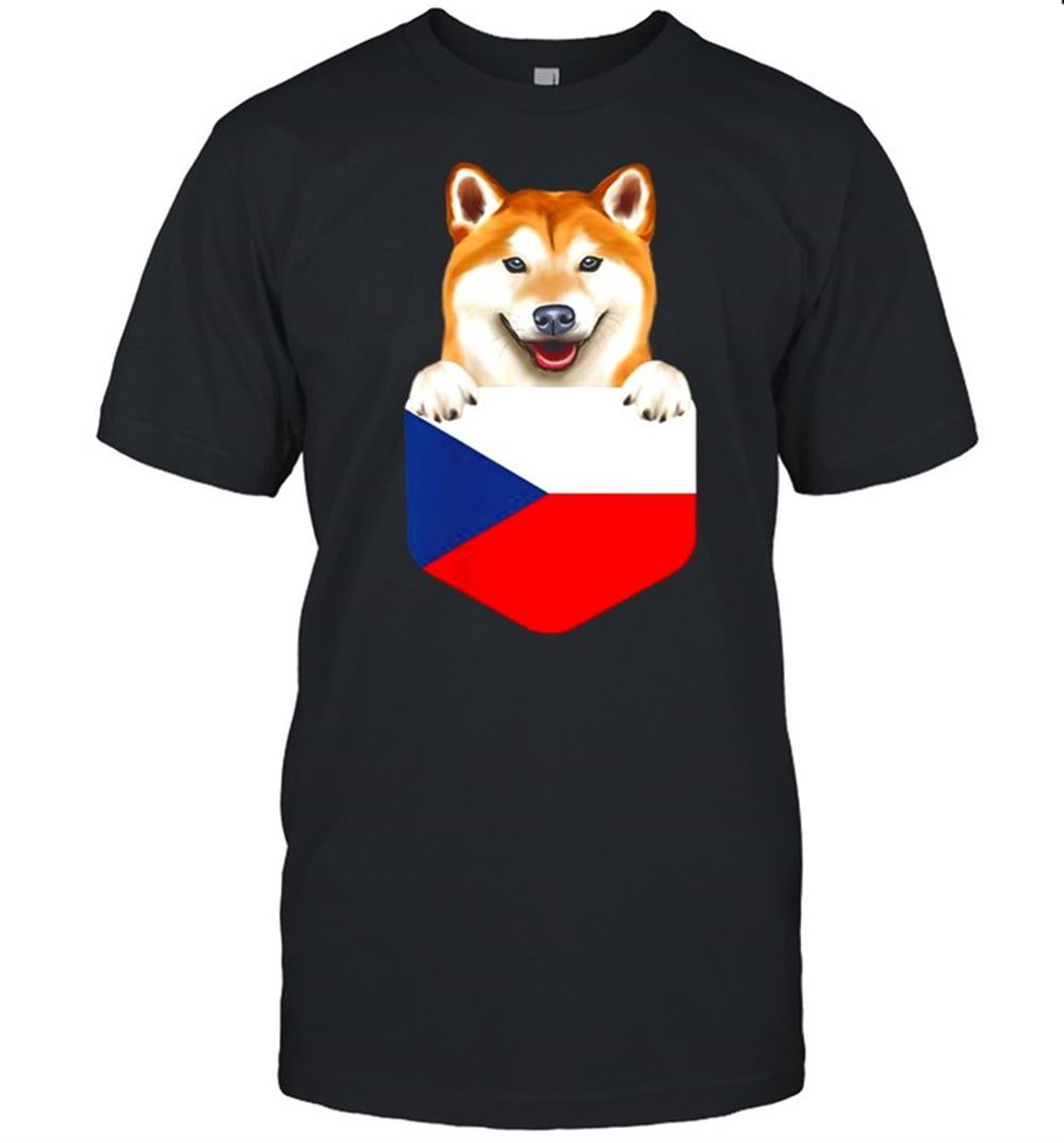 Promotions Czech Republic Flag Shiba Inu Dog In Pocket Shirt 