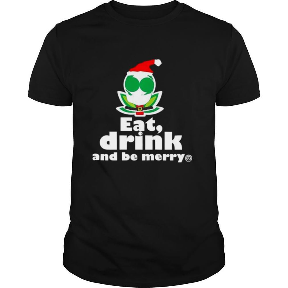 High Quality Flower Alien Santa Eat Drink And Be Merry Shirt 