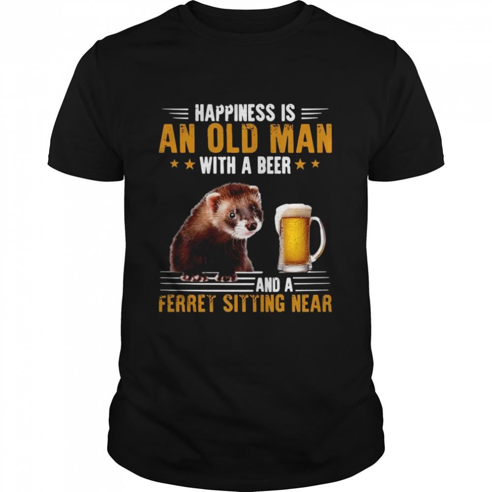 Attractive Happiness Is An Old Man With A Beer And A Ferret Sitting Near Shirt 