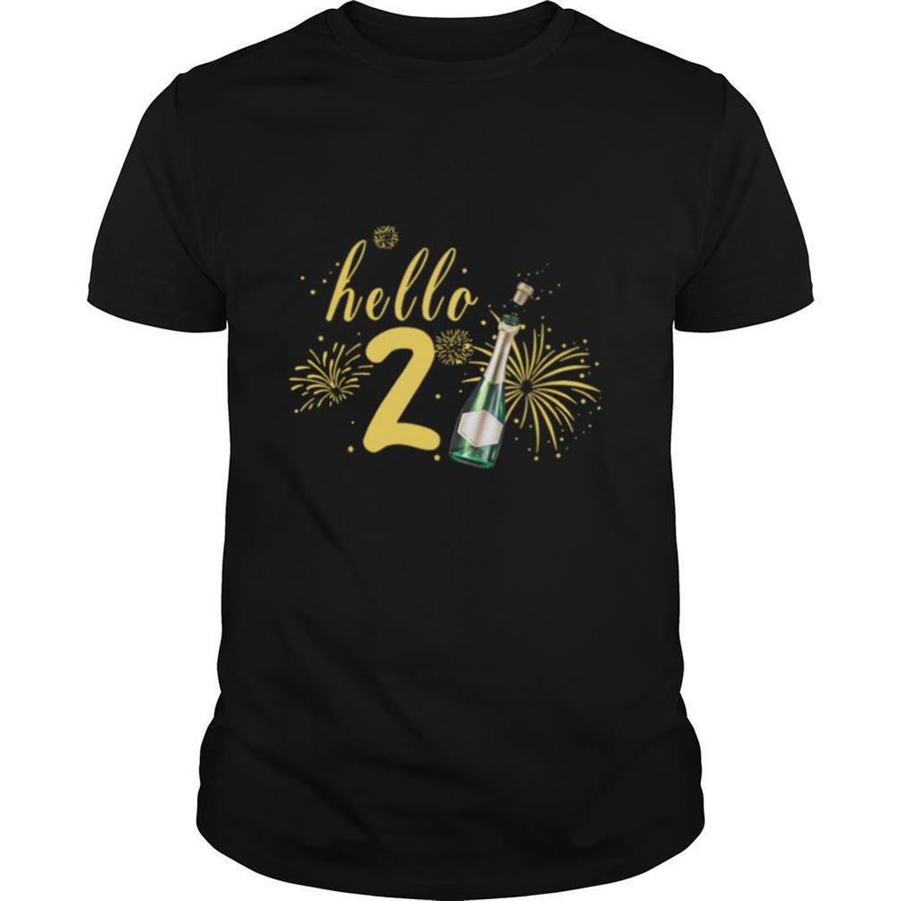 Awesome Hello 2021 Champagne Bottle Fireworks New Years Party Shirt 