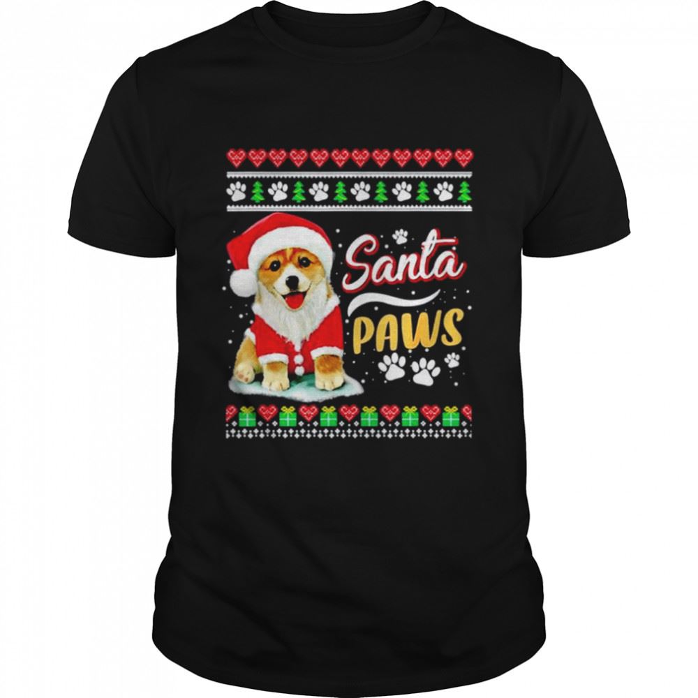 Gifts Corgi Dog Santa Paws Christmas T-shirt 