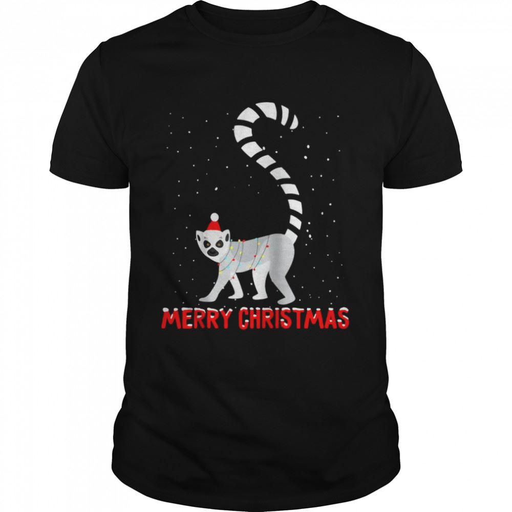 Happy Cute Lemur Christmas Tree Lights Xmas Holidays Sweater Shirt 