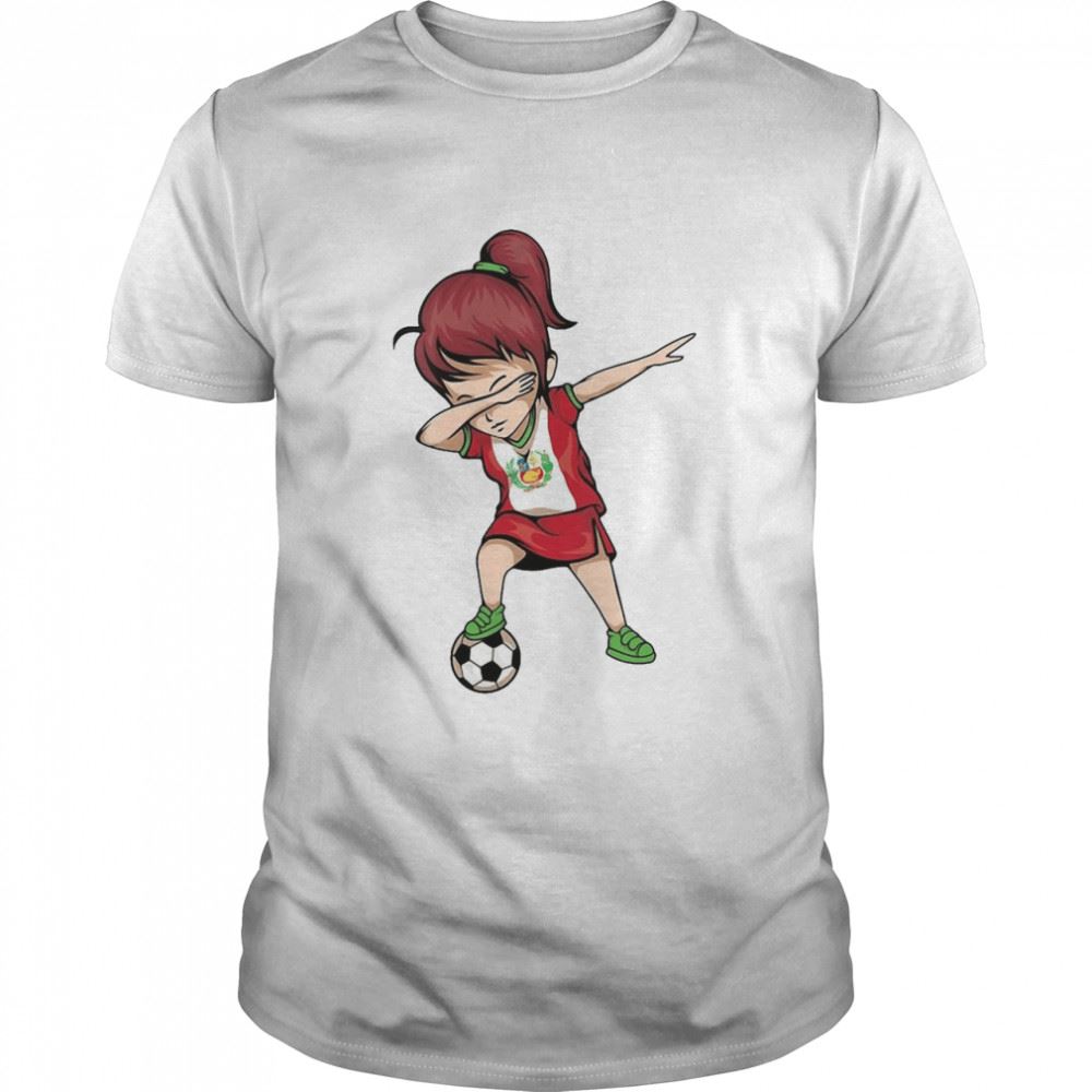 Happy Dabbing Soccer Girl Peru Jersey Art Peruvian Football Shirt 