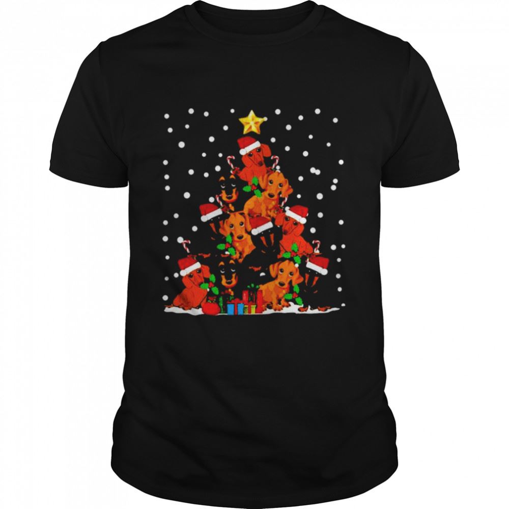 Interesting Dachshund Christmas Tree Shirt 