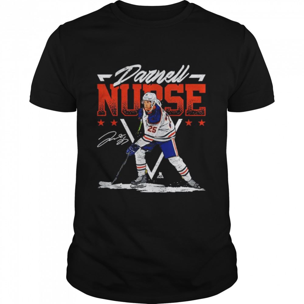 Interesting Darnell Nurse Edmonton Triangle Name Hockey Shirt 