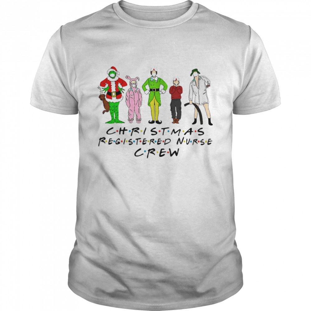 Amazing Grinch Elf Face Mask Christmas Registered Nurse Crew Shirt 