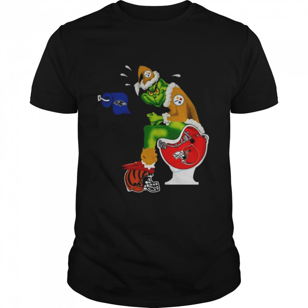 Promotions Grinch Pittsburgh Steelers Toilet Cleveland Brown Toilet Paper Baltimore Ravens Shirt 