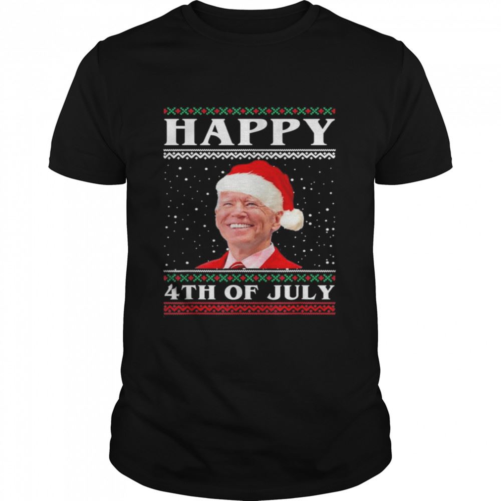 Limited Editon Happy 4th Of July Biden Santa Ugly Christmas T-shirt 