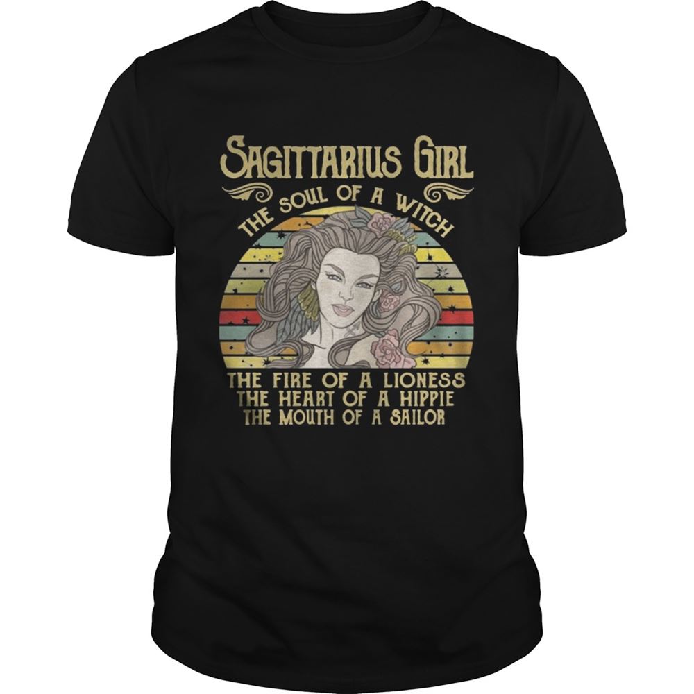 Happy Sagittarius Girl The Soul Of A Witch Zodiac Pride Vintage T-shirt 