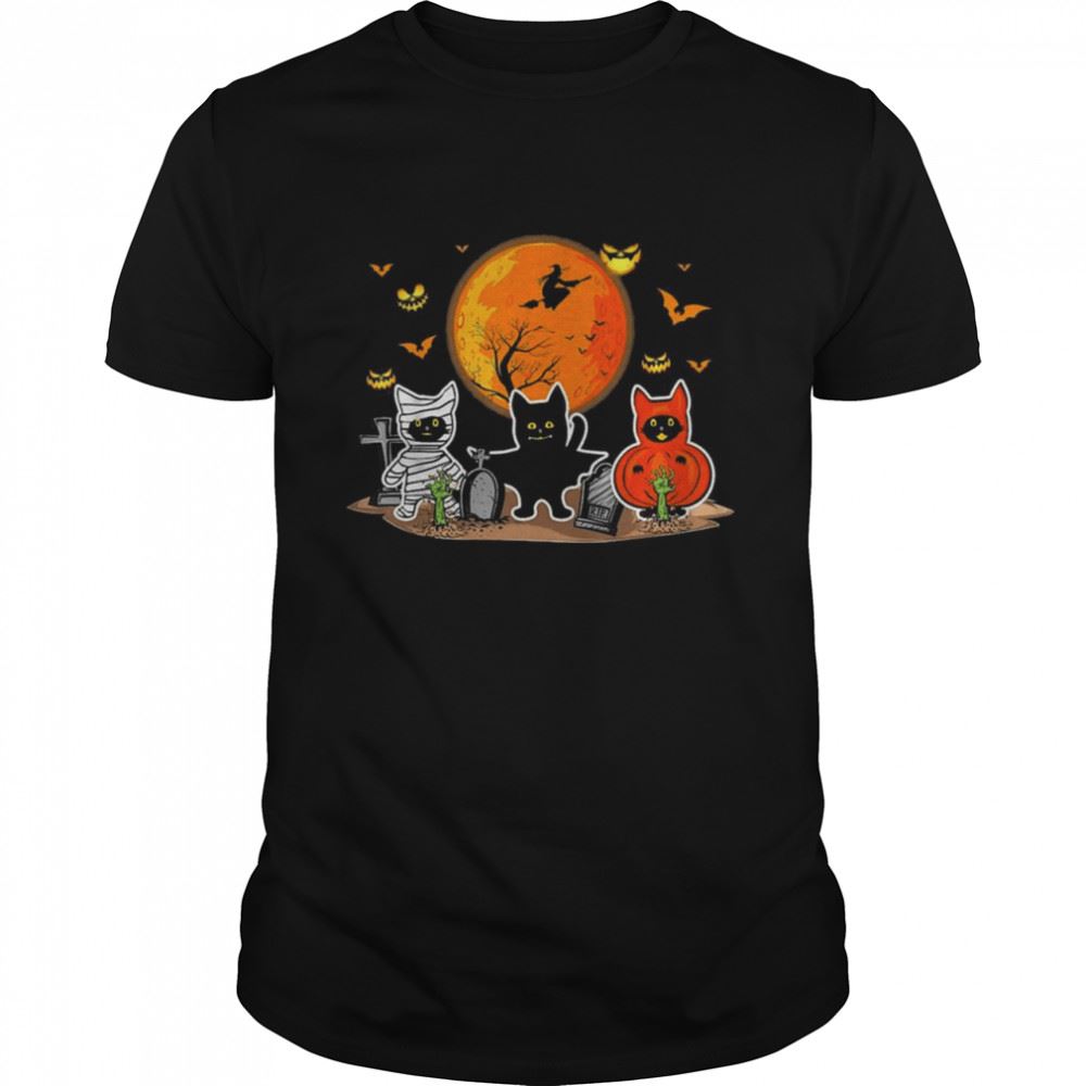 Gifts Black Cats Moon Pumpkin Witch Halloween Shirt 