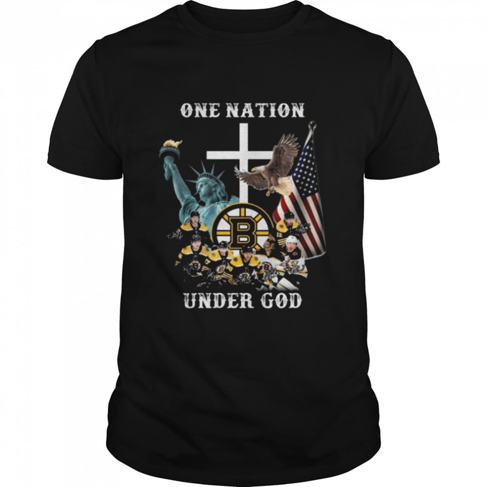 High Quality Boston Bruins Hockey Teams One Nation Under God Signatures Shirt 