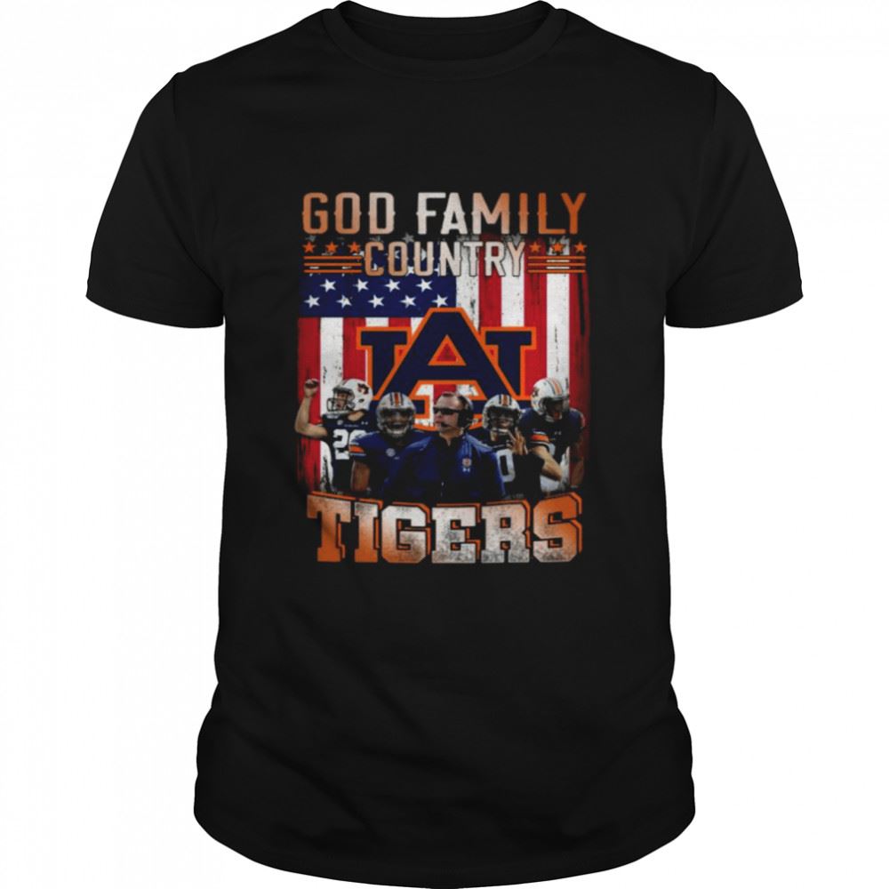 Limited Editon God Family Country Auburn Tiger American Flag Shirt 