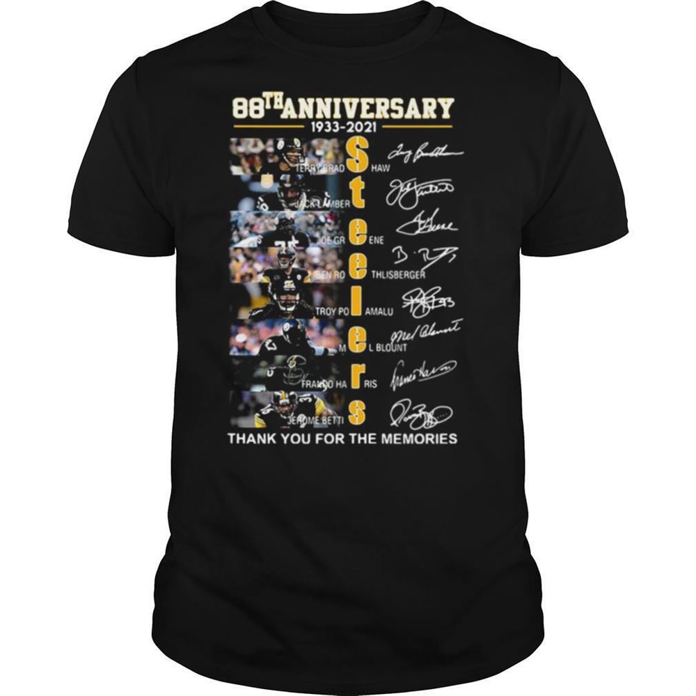 Best 88th Anniversary 1933 2021 Steelers Thank You For The Memories Signatures Shirt 
