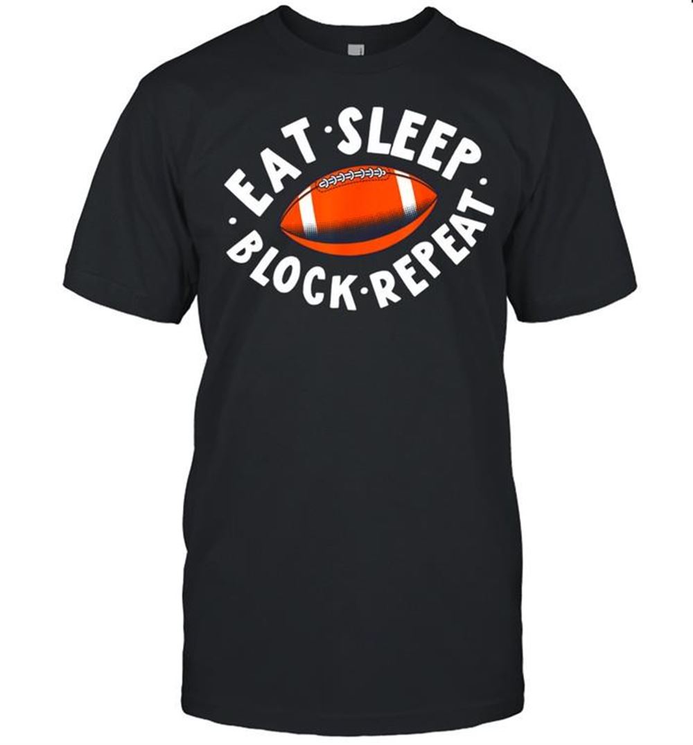 Promotions Eat Sleep Block Repeat American Football Touchdown Mom Dad Shirt 