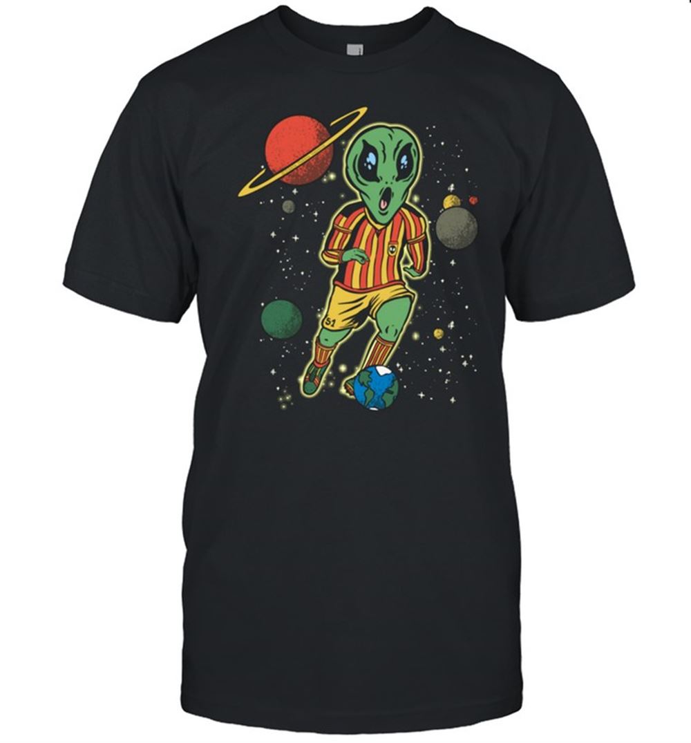 Gifts Funny Soccer Player In Space With Alien Soccer Shirt 