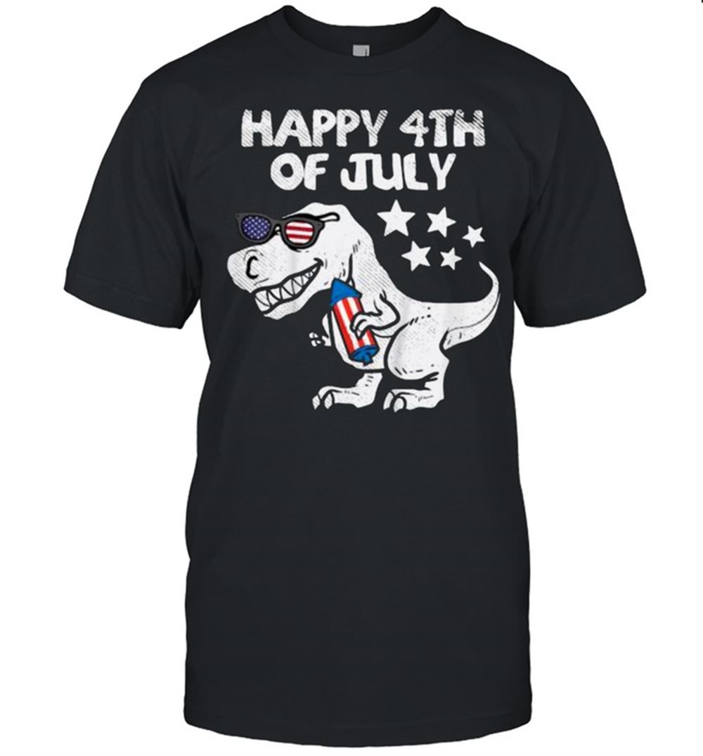 Happy Happy 4th Of July Trex Dinosaur American Dino T-shirt 