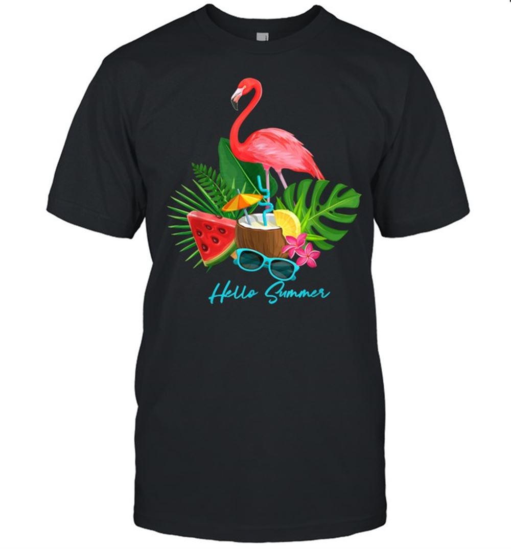 Gifts Hello Summer Vacation Tropical Flamingo Shirt 