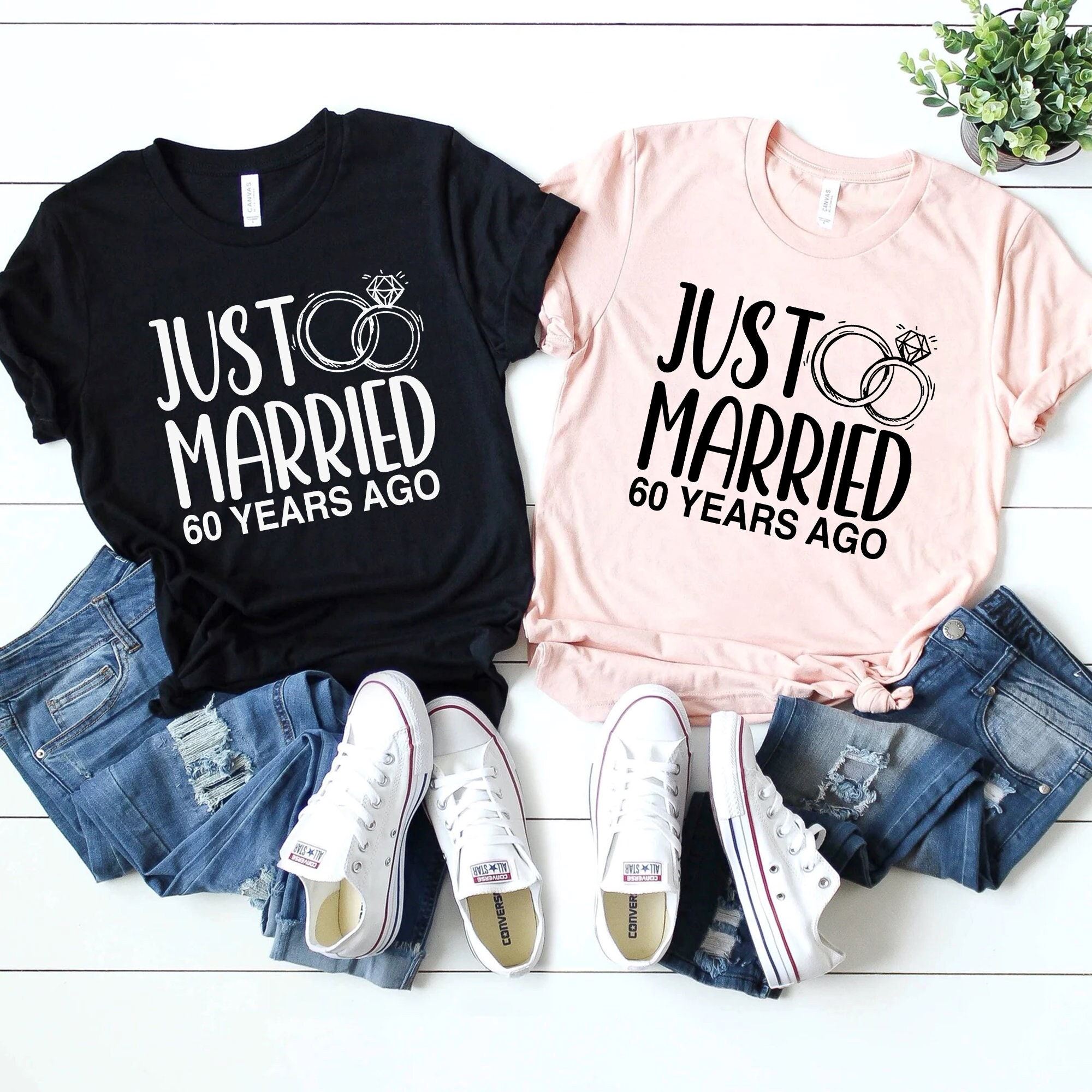 Promotions 60th Wedding Anniversary Shirts 60th Wedding Shirt Married 60 Years Mom Dad Mother Father Gift 60th Anniversary Gift T Shirtcouples Tee 
