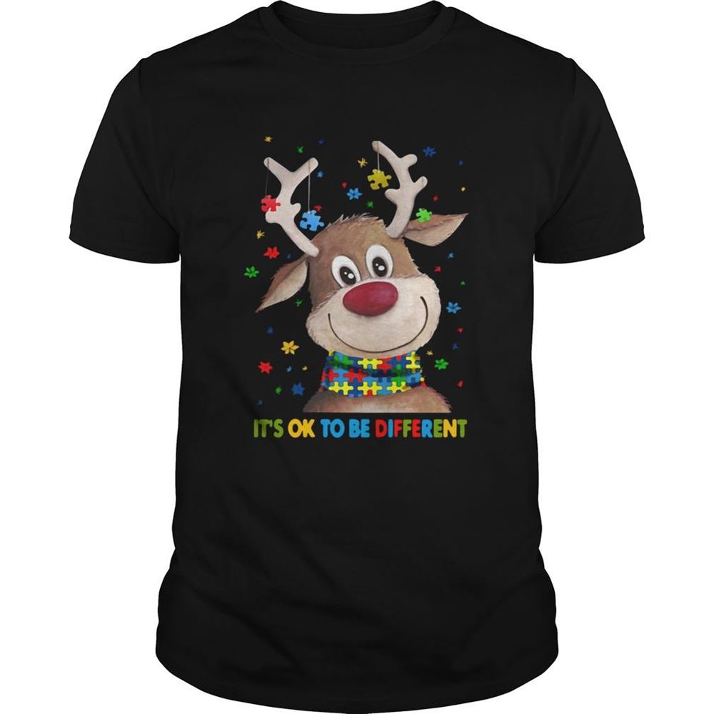 Attractive Autism Awareness Reindeer Its Ok To Be Different Shirt 