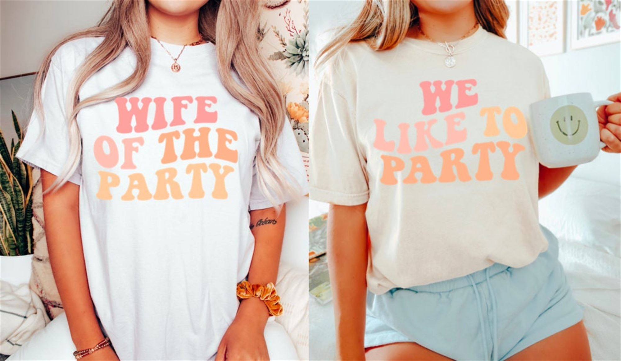 Awesome Bachelorette Wife Of The Party Shirt We Like To Party T-shirt Retro Graphic Bridal Party Tee Girls Group Weekend Trip Favors Bach Gift 