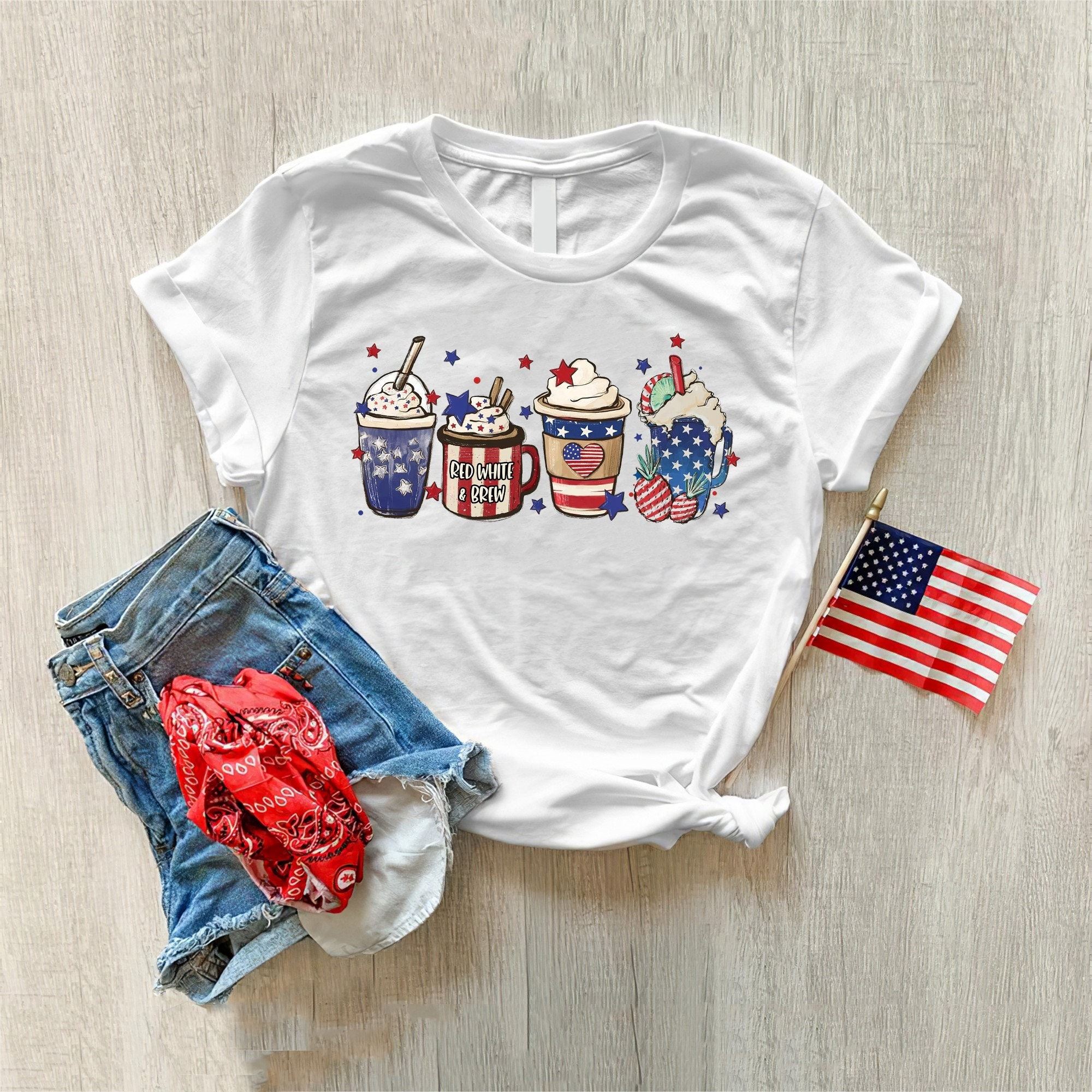 Awesome Coffe Cup American Shirt Coffee Latte Shirt Cute Shirt 4th Of July Shirt American Family Shirt Patriotic Shirt 