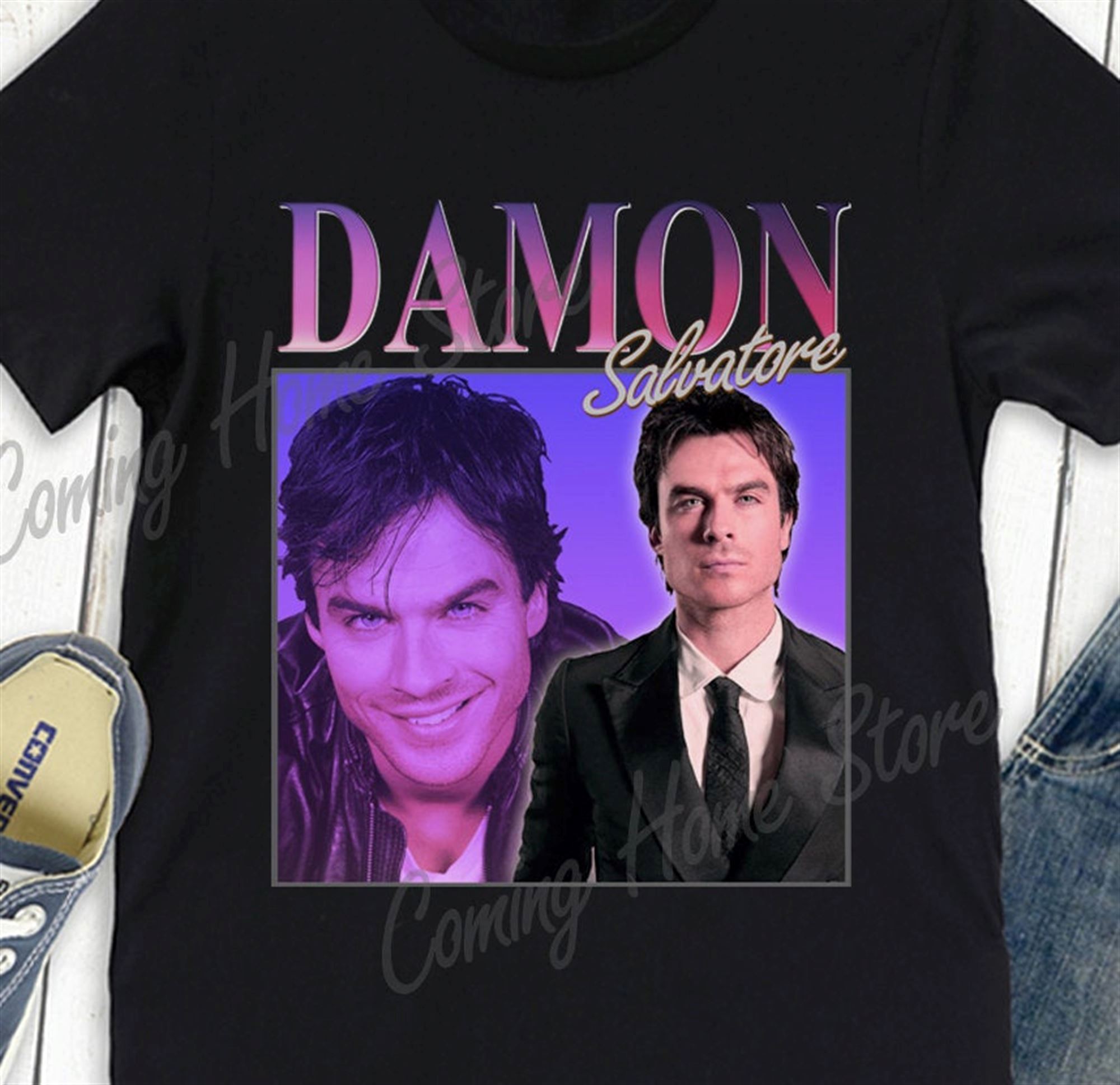 Awesome Damon Salvatore Shirt Vintage Retro T-shirt Unisex And Women Size Tee 