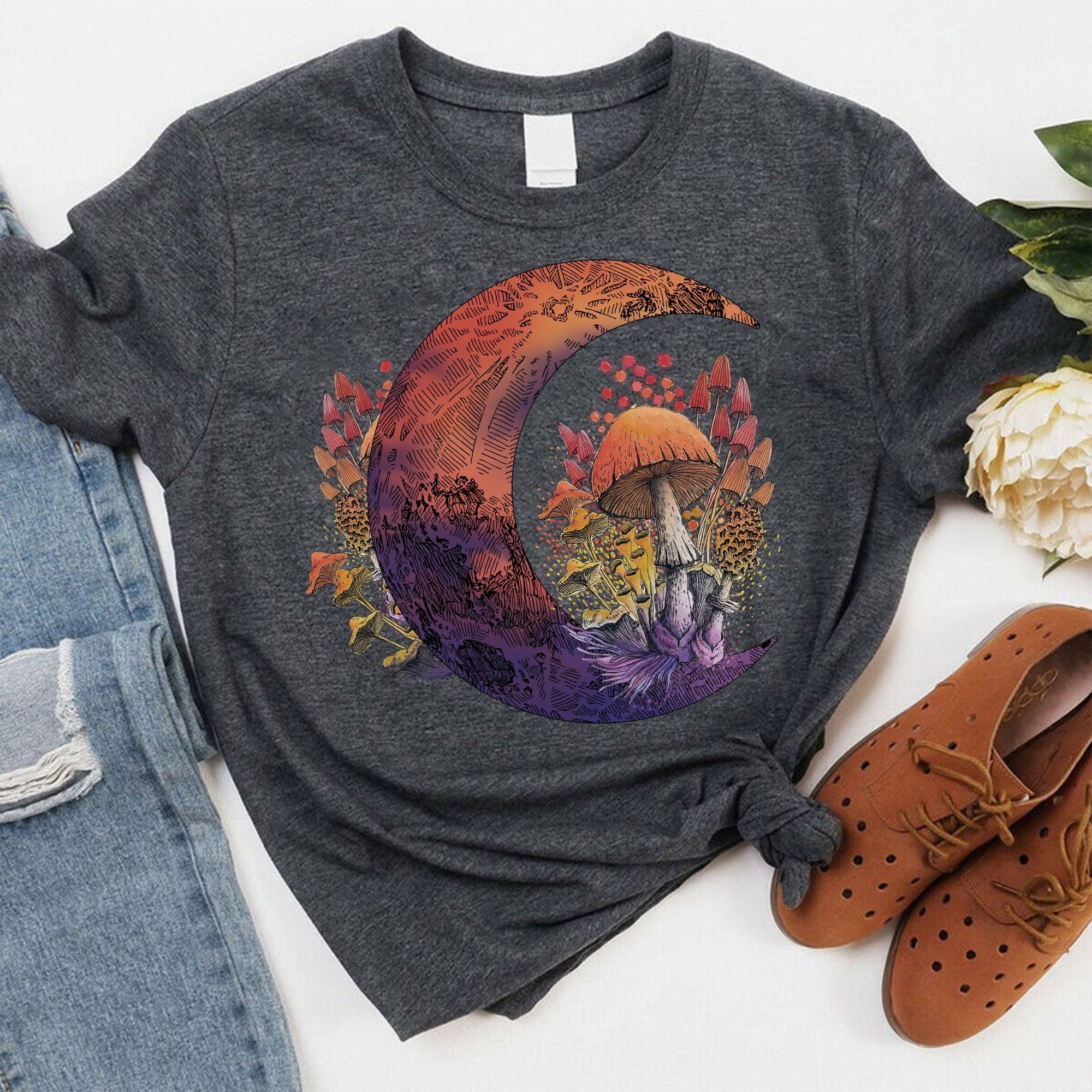 Great Hippie Forest Moon Shirt Vintage Mushroom Shirt Stay Hippie Moon Shirt 