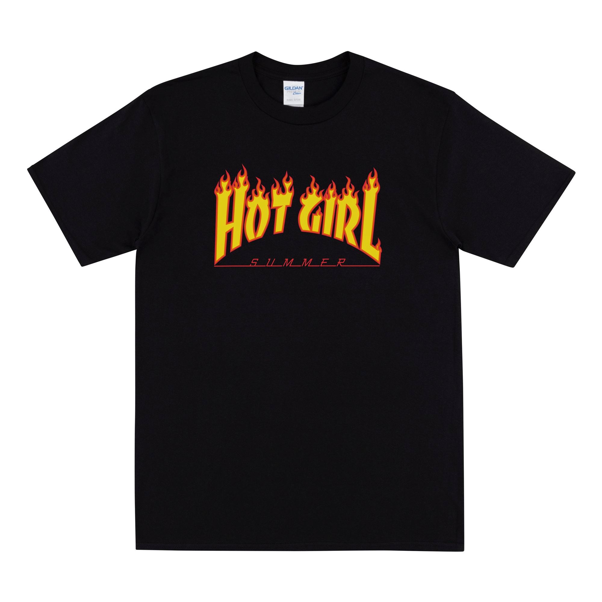 Promotions Hot Girl Summer T-shirt Women's Tshirt Girl's T Shirt Men's T- Shirt Fire Flame Logo Tee Unisex Top T- Shirt 90s Festival Tees T-shirts Gift 