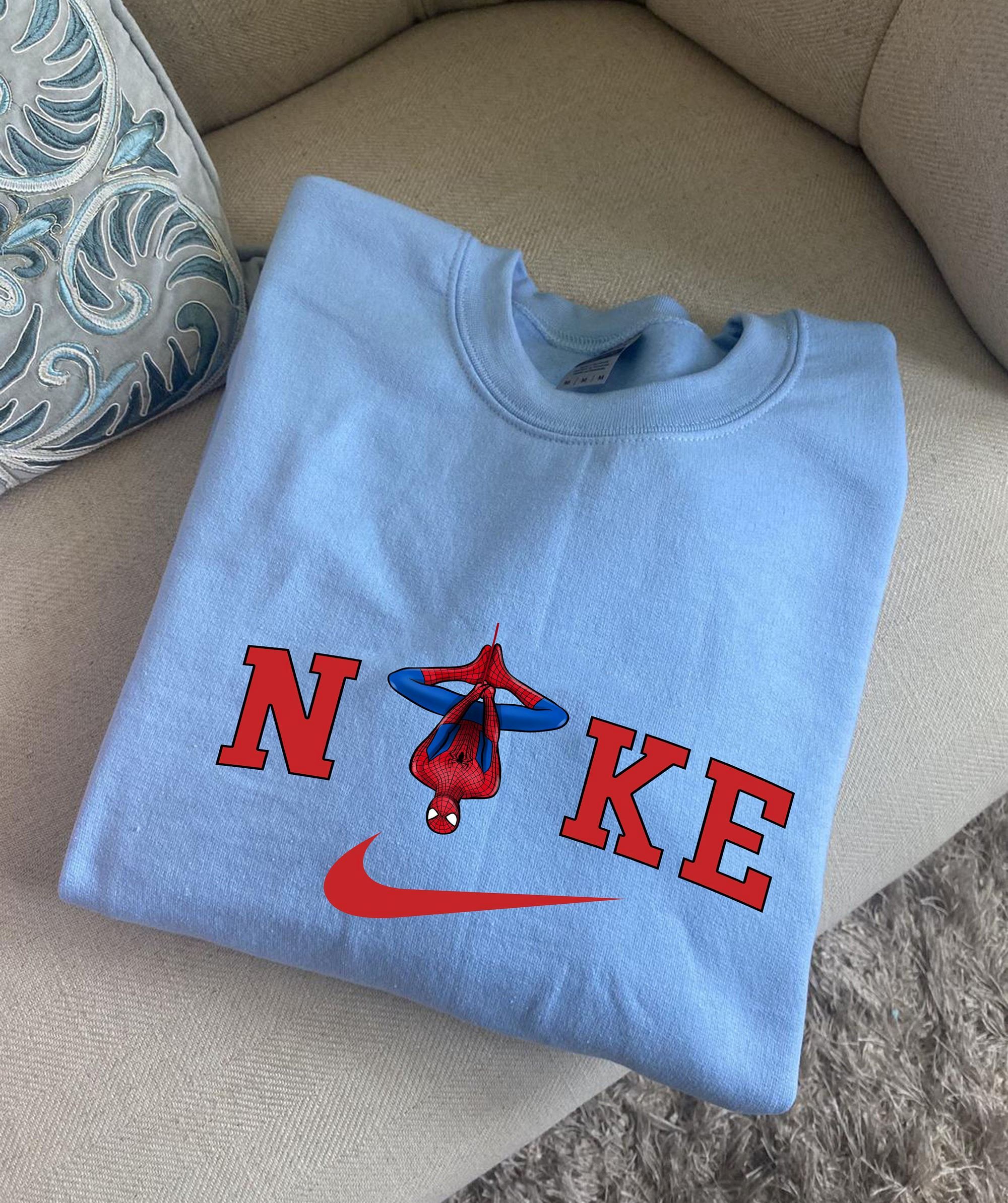 Best Inspired By Nike Spiderman Print Crewneck Sweatshirt T-shirt Hoodie Vintage Nike Shirt Trendy Sweatshirt Print 