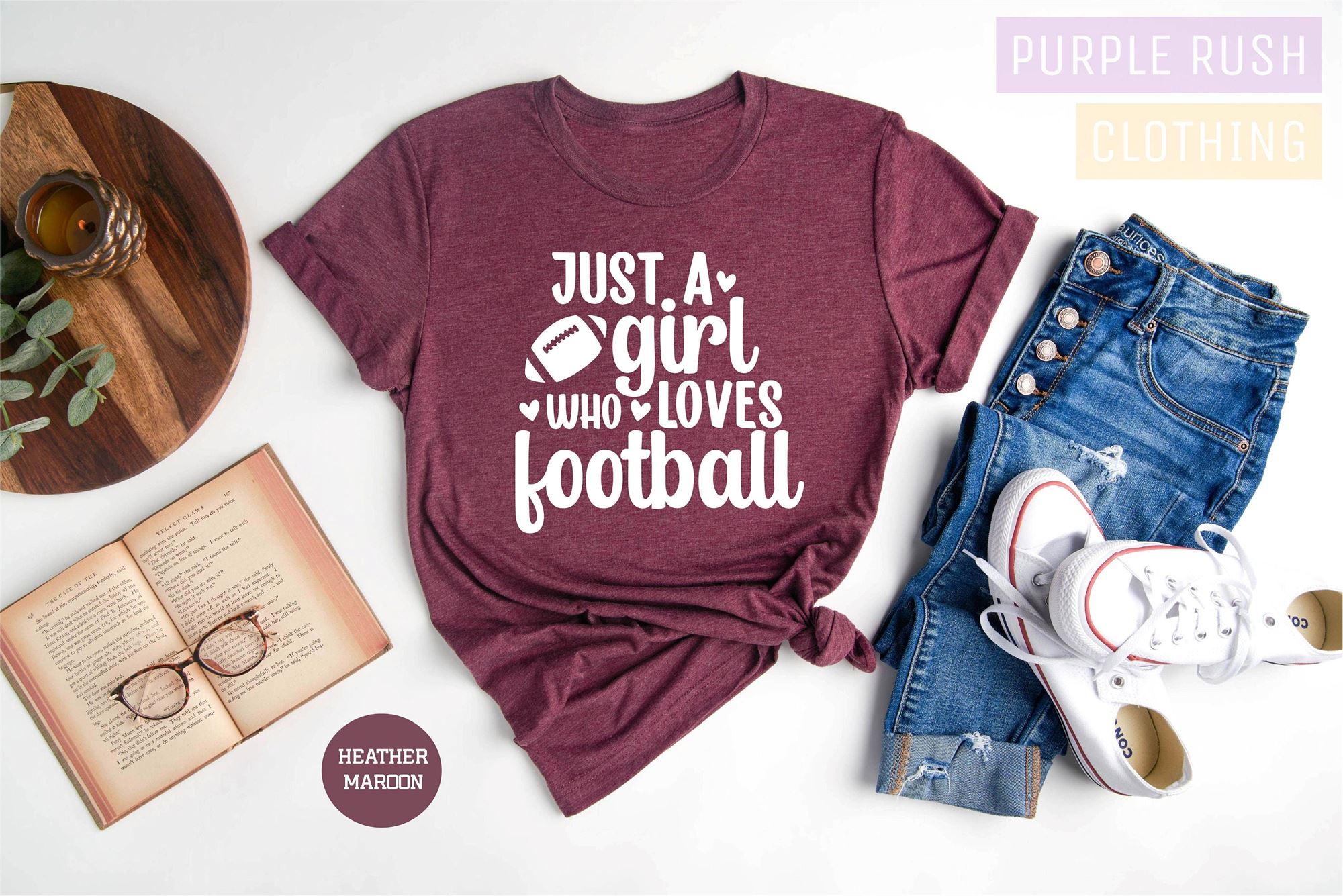 Awesome Just A Girl Who Loves Football Football Shirt Women Sport Lover Football Youth Sleeve Football Girl Football Mom Gift For Her 