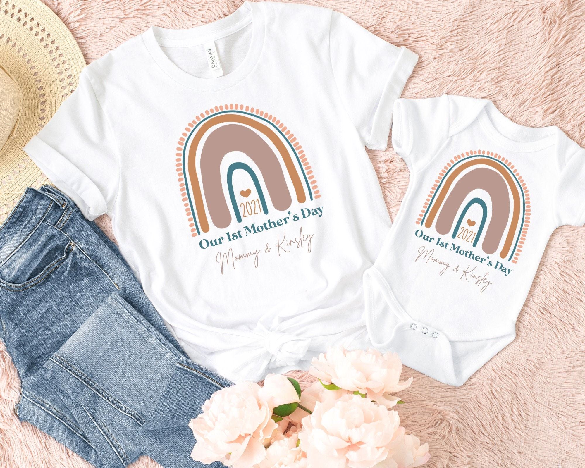 High Quality Our First Mothers Day Shirts Mother's Day Matching Outfit Mothers Day Matching Shirts Gift For Mom First Mothers Day Shirts 